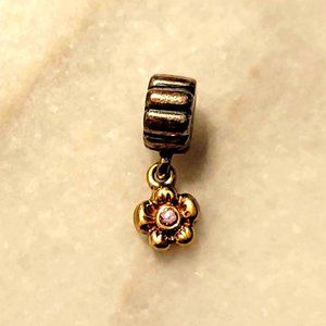 Pandora Retired 14k Gold/SS with Pink Sapphire Daisy Charm